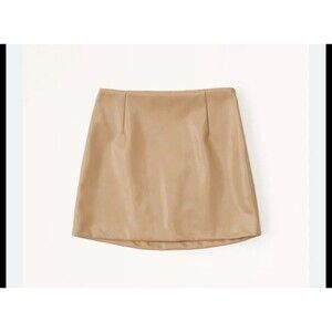 Abercrombie Fitch Women L Light Brown Skirt Short Vegan Leather Casual Cocktail